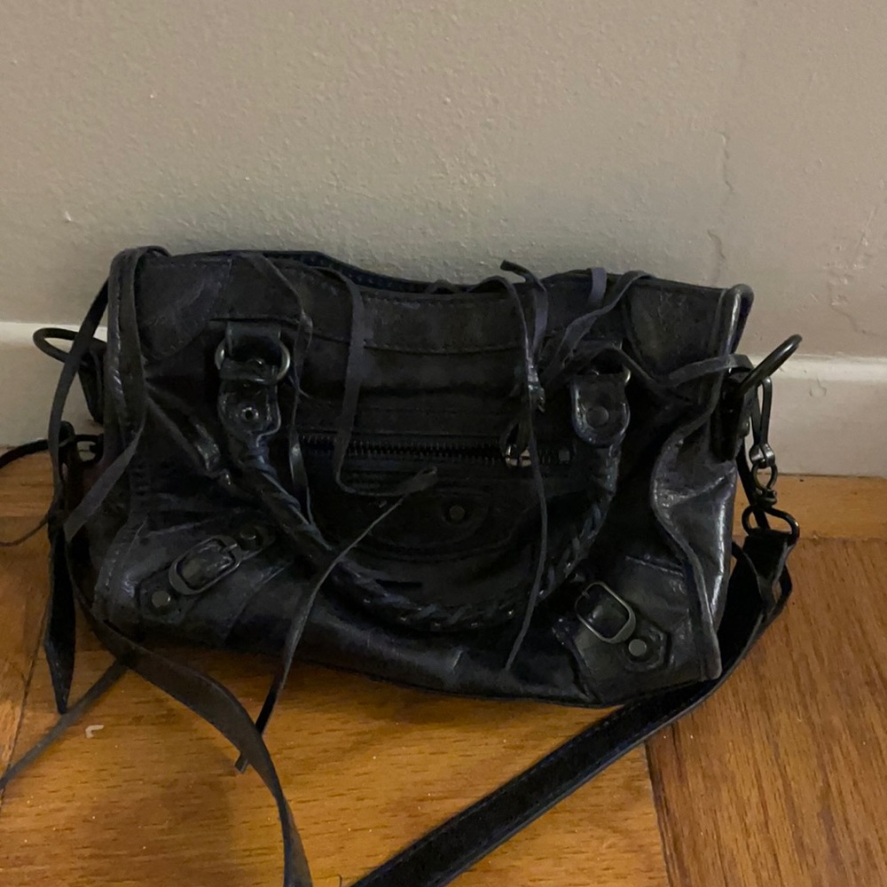 Navy balenciaga mini crossbody bag